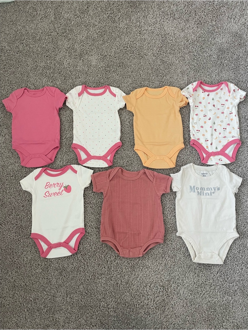 Assorted 0-3 months short sleeve onesies